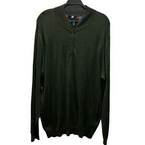Bachrach Mens  Olive Green Huntington 1/2 Zip Mock Neck Sweater Size XXL